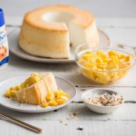 Pastel de Angel con mango y Coco Tostado